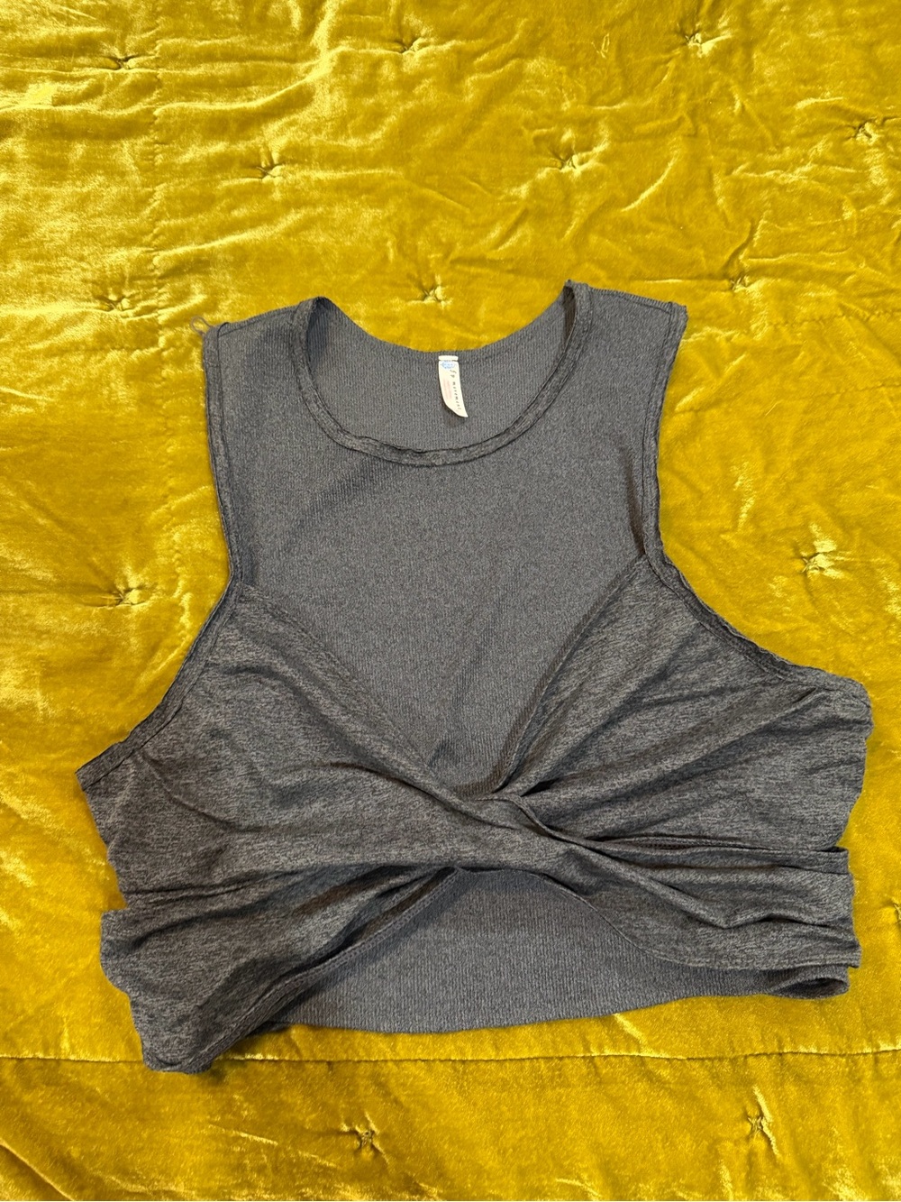 Free People Charcoal Twist-Front Cropped Tank Top
